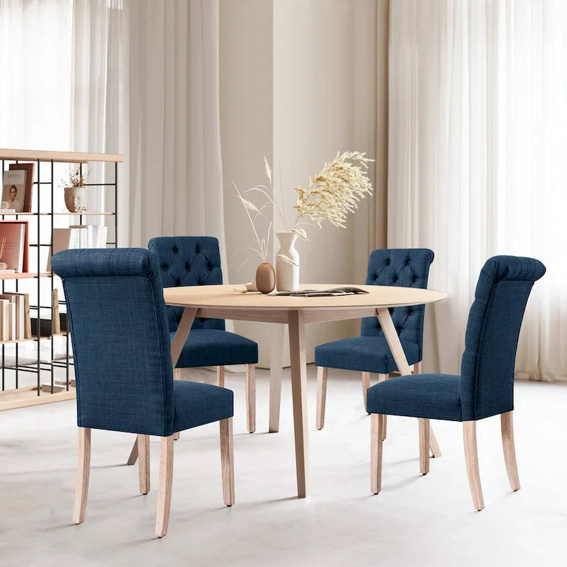 Linen Parsons Upholstered Button Dining Chair, Set of 2