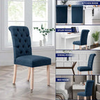Linen Parsons Upholstered Button Dining Chair, Set of 2