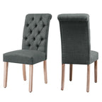 Linen Parsons Upholstered Button Dining Chair, Set of 2