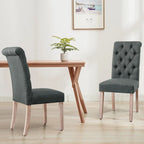 Linen Parsons Upholstered Button Dining Chair, Set of 2