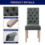 Linen Parsons Upholstered Button Dining Chair, Set of 2