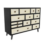 13-Drawer Solid Mango Wood Sideboard with Antique Brass Butterfly Pulls