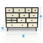 13-Drawer Solid Mango Wood Sideboard with Antique Brass Butterfly Pulls