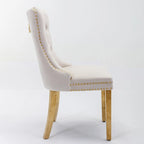 Tufted Velvet Upholstered Dining Chair with Gold Stainless Steel Legs, Set of 2