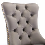 Tufted Velvet Upholstered Dining Chair with Gold Stainless Steel Legs, Set of 2