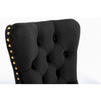 Tufted Velvet Upholstered Dining Chair with Gold Stainless Steel Legs, Set of 2