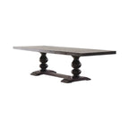8-Piece Transitional Dining Set | Grey Velvet Chairs & Antique Noir Trestle Table