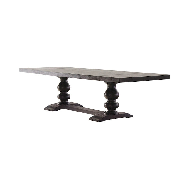 8-Piece Transitional Dining Set | Grey Velvet Chairs & Antique Noir Trestle Table