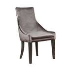 8-Piece Transitional Dining Set | Grey Velvet Chairs & Antique Noir Trestle Table
