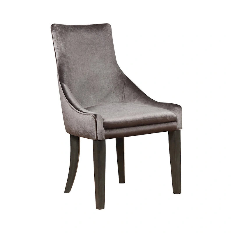 8-Piece Transitional Dining Set | Grey Velvet Chairs & Antique Noir Trestle Table