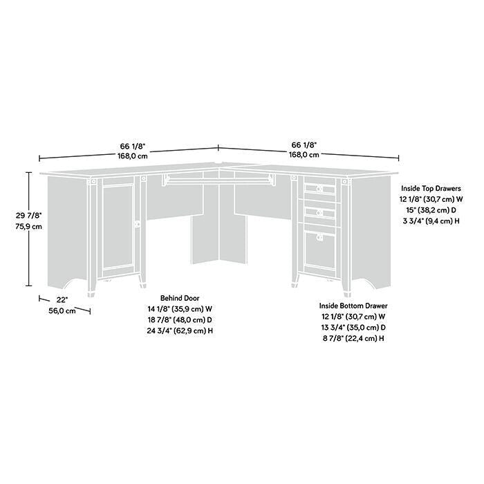 Corner Computer Desk with 3 Drawers, Storage Cabinet & Keyboard Shelf