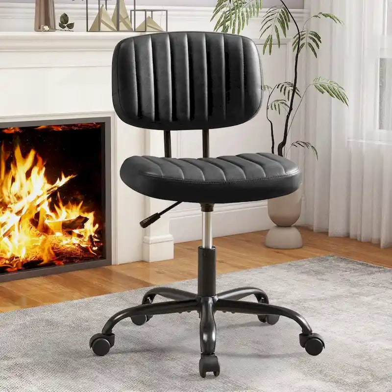 Comoda Sedia da Ufficio Rivestita in Pelle PU, Sedia da Scrivania per Casa con Braccioli e Girevole Regolabile