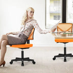 Comfy PU Leather Upholstered Office Chair, Home Desk Chair with Arms & Adjustable Swivel