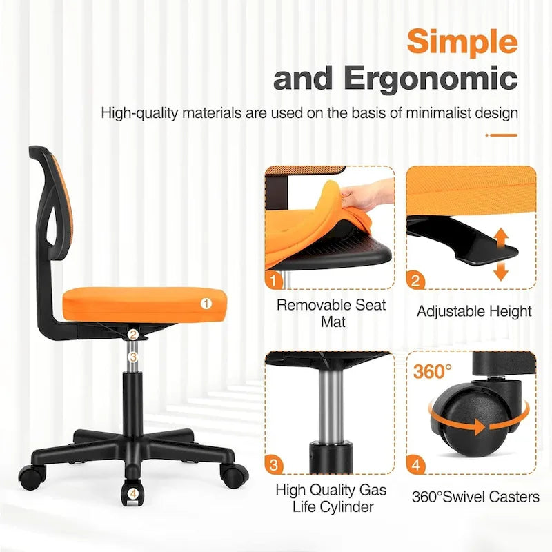 Comfy PU Leather Upholstered Office Chair, Home Desk Chair with Arms & Adjustable Swivel
