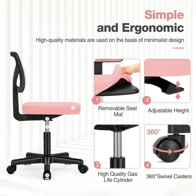Comfy PU Leather Upholstered Office Chair, Home Desk Chair with Arms & Adjustable Swivel