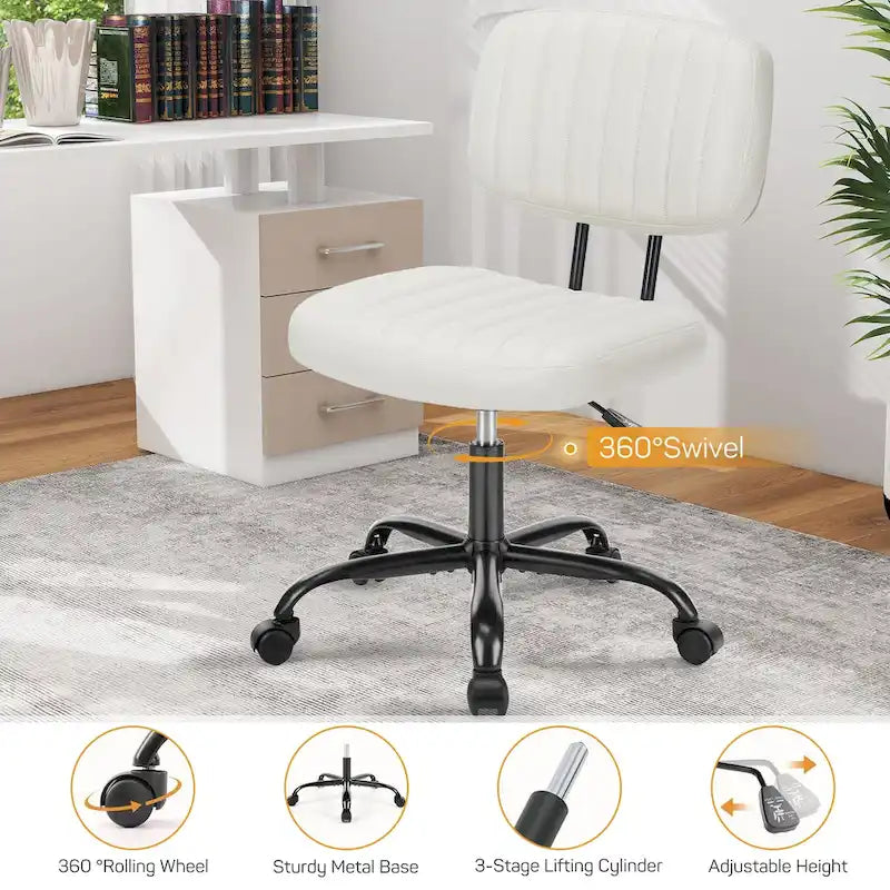 Comoda Sedia da Ufficio Rivestita in Pelle PU, Sedia da Scrivania per Casa con Braccioli e Girevole Regolabile
