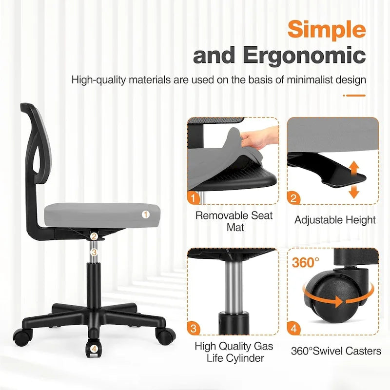 Comfy PU Leather Upholstered Office Chair, Home Desk Chair with Arms & Adjustable Swivel