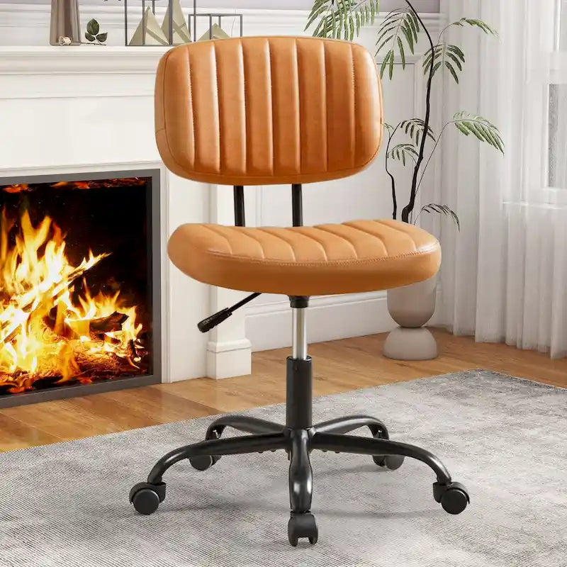 Comoda Sedia da Ufficio Rivestita in Pelle PU, Sedia da Scrivania per Casa con Braccioli e Girevole Regolabile