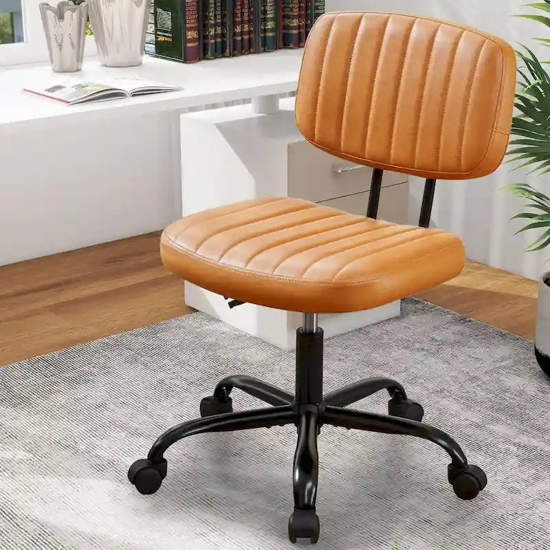 Comoda Sedia da Ufficio Rivestita in Pelle PU, Sedia da Scrivania per Casa con Braccioli e Girevole Regolabile