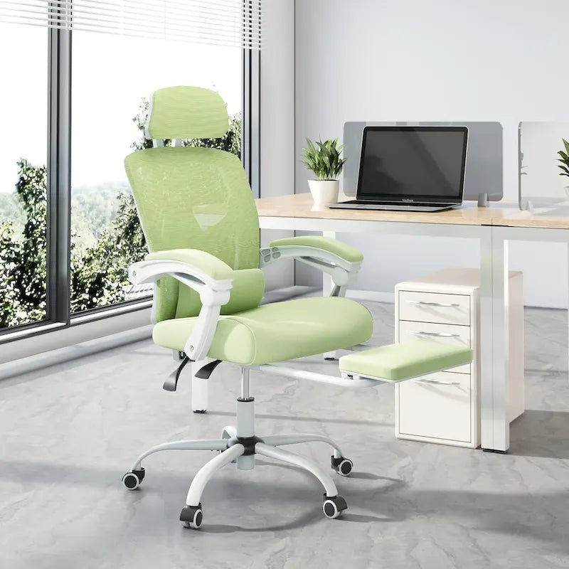 Home Office Desk Chair with Footrest, High-Back Mesh Reclining Chairs with Headrest for Home, Office, Gaming, Student
