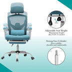 Home Office Desk Chair with Footrest, High-Back Mesh Reclining Chairs with Headrest for Home, Office, Gaming, Student