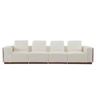 Christopher Knight Home Evelyn 4 Seater Upholstered Modular Sofa with Pillows, Beige/Brown
