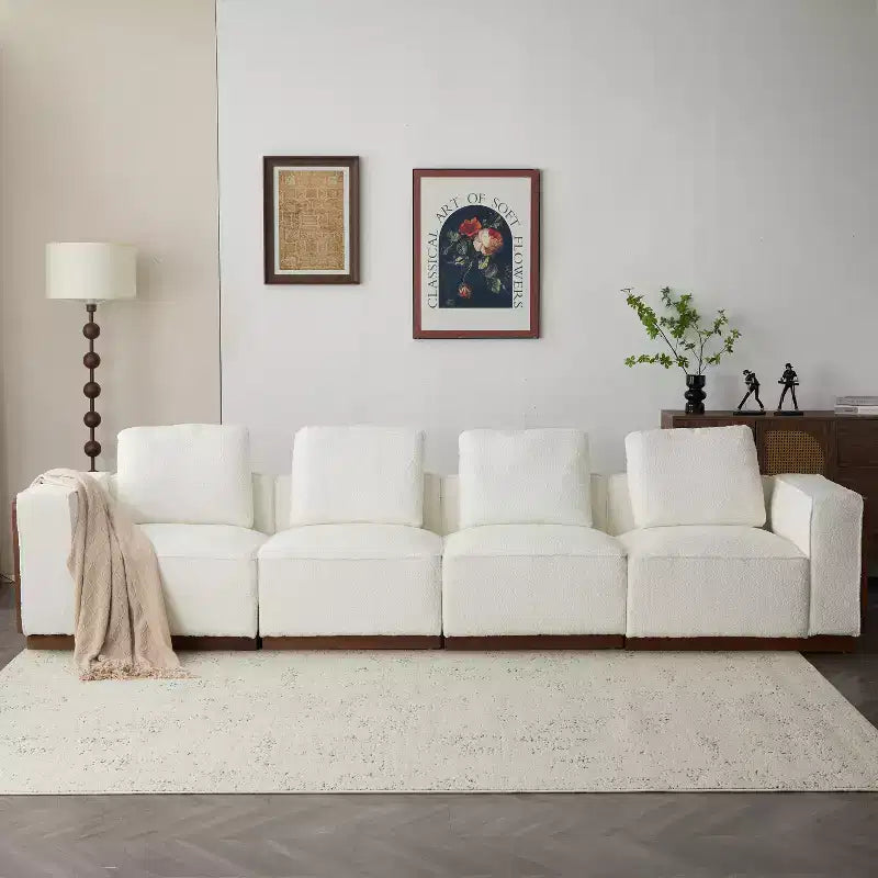 Christopher Knight Home Evelyn Divano modulare imbottito a 4 posti con cuscini, Beige/Marrone