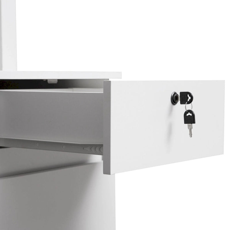 Scrivania per computer con libreria, Scrivania in legno per ragazzi, Scrivania per laptop per ufficio domestico con cassetti, 3 prese AC e 2 porte di ricarica USB