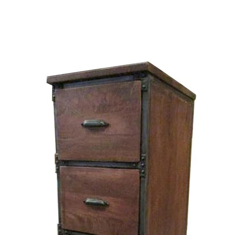 Rustic Handmade Solid Wood 4-Drawer Filing Cabinet