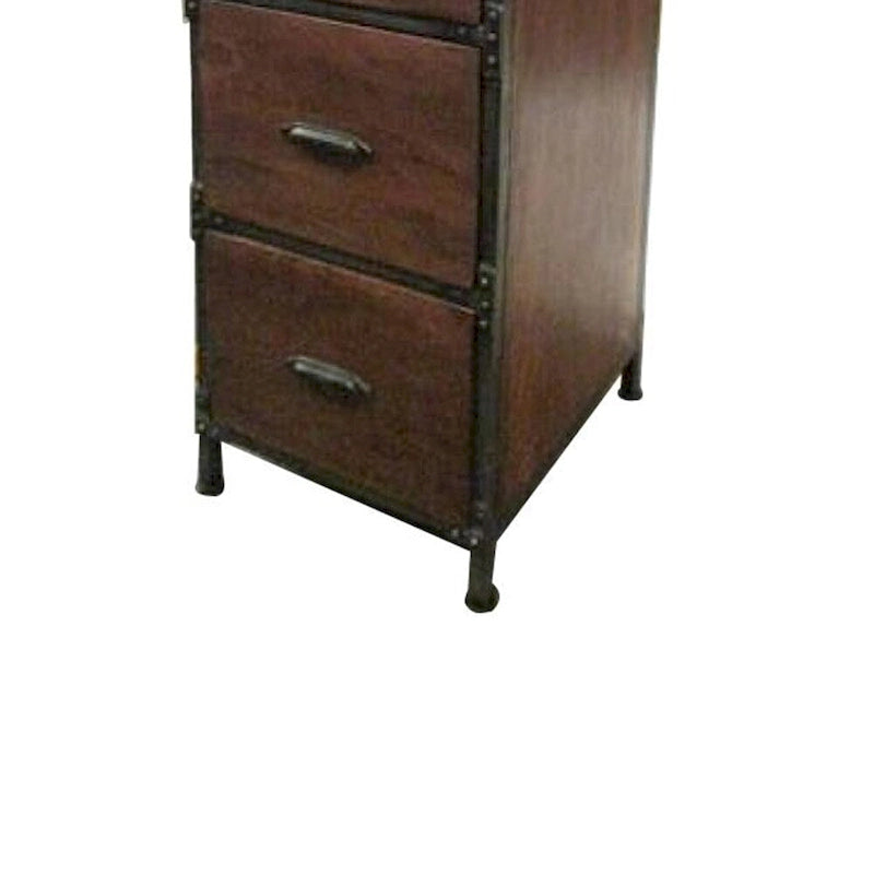 Rustic Handmade Solid Wood 4-Drawer Filing Cabinet