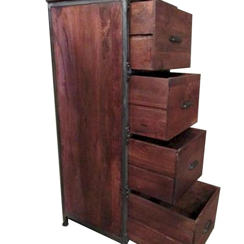 Rustic Handmade Solid Wood 4-Drawer Filing Cabinet
