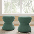 Boucle Upholstered Swivel Ottoman, Pouf & Vanity Stool, Set of 2