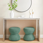 Boucle Upholstered Swivel Ottoman, Pouf & Vanity Stool, Set of 2