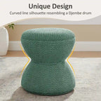 Boucle Upholstered Swivel Ottoman, Pouf & Vanity Stool, Set of 2
