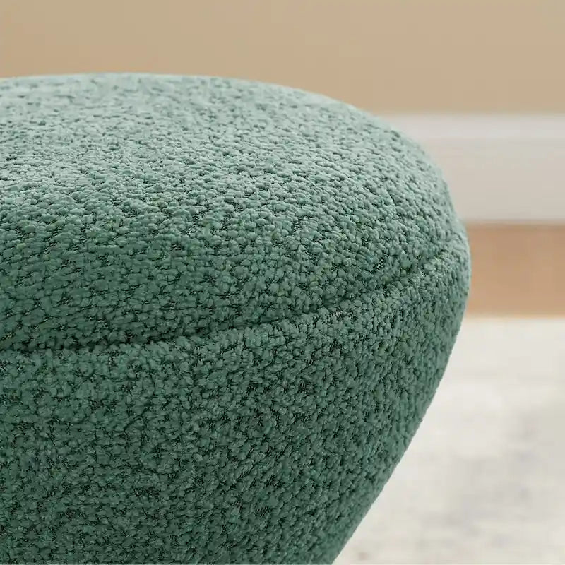 Boucle Upholstered Swivel Ottoman, Pouf & Vanity Stool, Set of 2