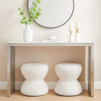 Boucle Upholstered Swivel Ottoman, Pouf & Vanity Stool, Set of 2