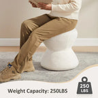 Boucle Upholstered Swivel Ottoman, Pouf & Vanity Stool, Set of 2