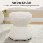 Boucle Upholstered Swivel Ottoman, Pouf & Vanity Stool, Set of 2