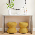 Boucle Upholstered Swivel Ottoman, Pouf & Vanity Stool, Set of 2