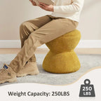 Boucle Upholstered Swivel Ottoman, Pouf & Vanity Stool, Set of 2
