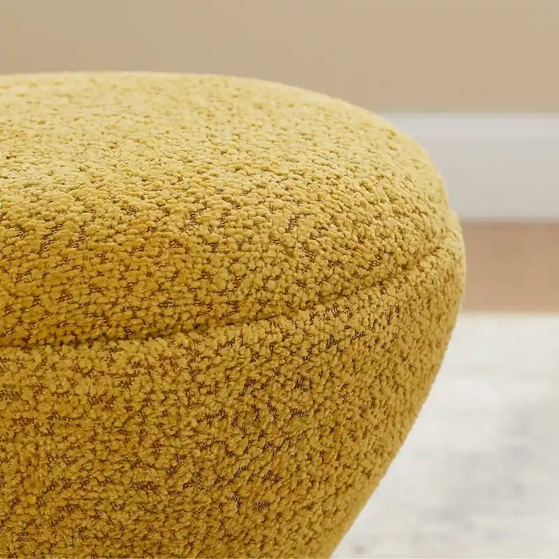 Boucle Upholstered Swivel Ottoman, Pouf & Vanity Stool, Set of 2
