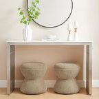 Boucle Upholstered Swivel Ottoman, Pouf & Vanity Stool, Set of 2