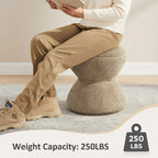 Boucle Upholstered Swivel Ottoman, Pouf & Vanity Stool, Set of 2