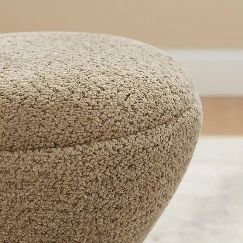 Boucle Upholstered Swivel Ottoman, Pouf & Vanity Stool, Set of 2