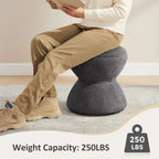 Boucle Upholstered Swivel Ottoman, Pouf & Vanity Stool, Set of 2