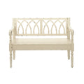 Wood Distressed Bench with Arched Design Back and Turned Legs - Black or White - Roche River Decor