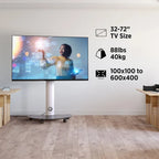 Premium Rolling TV Stand with Swivel | Fits 32"-72" Screens, Holds 88 lbs