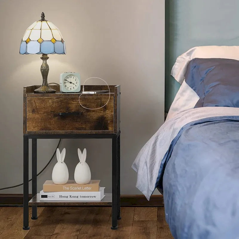 Nightstand with Charging Station and USB Ports