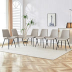Artificial Leather Backrest Cushion Dining Chair, Black Metal Legs, Curved Widened Cushion Design for more comfort(6 chairs)