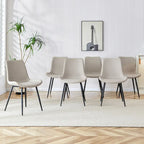 Artificial Leather Backrest Cushion Dining Chair, Black Metal Legs, Curved Widened Cushion Design for more comfort(6 chairs)